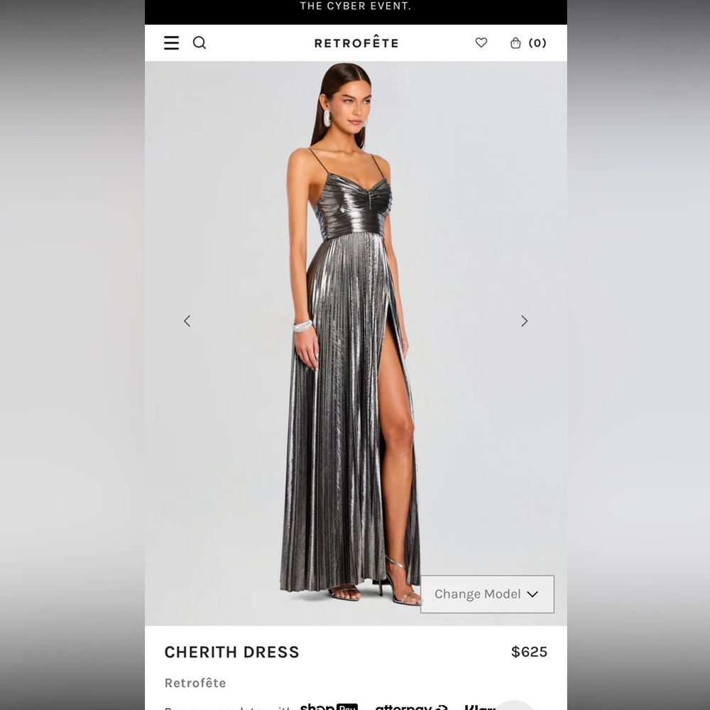 Retrofete Metallic Silver Maxi Dress